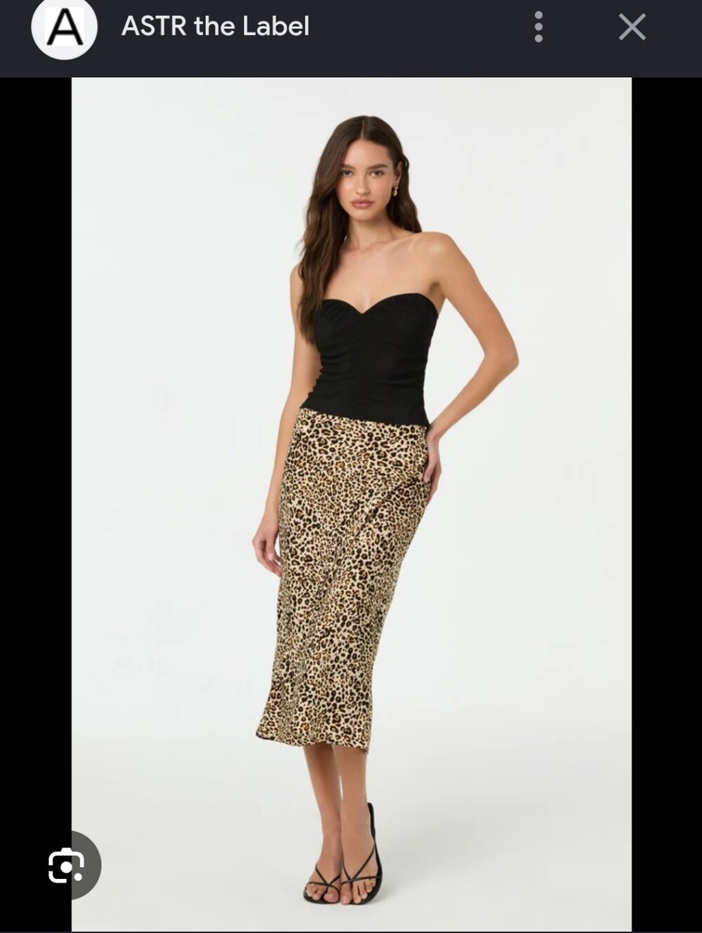 Astr Satin Leopard Print Midi Skirt in Tan and Black